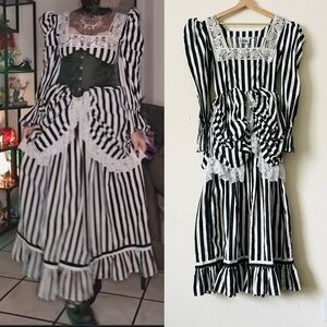The Pirate Dressing SMALL Beauty of Stripe Gown cosplay black white maxi dress